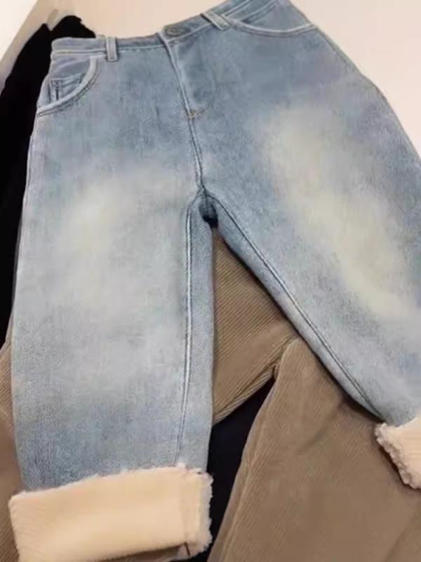 子供用ジーンズ 裏起毛 デニム パンツ 女の子 ワイドレッグ ストレート 韓国風 春秋 冬 普段使い ガールズ 女児 厚手 80cm 90cm 100cm 110cm 120cm 130cm 140cm