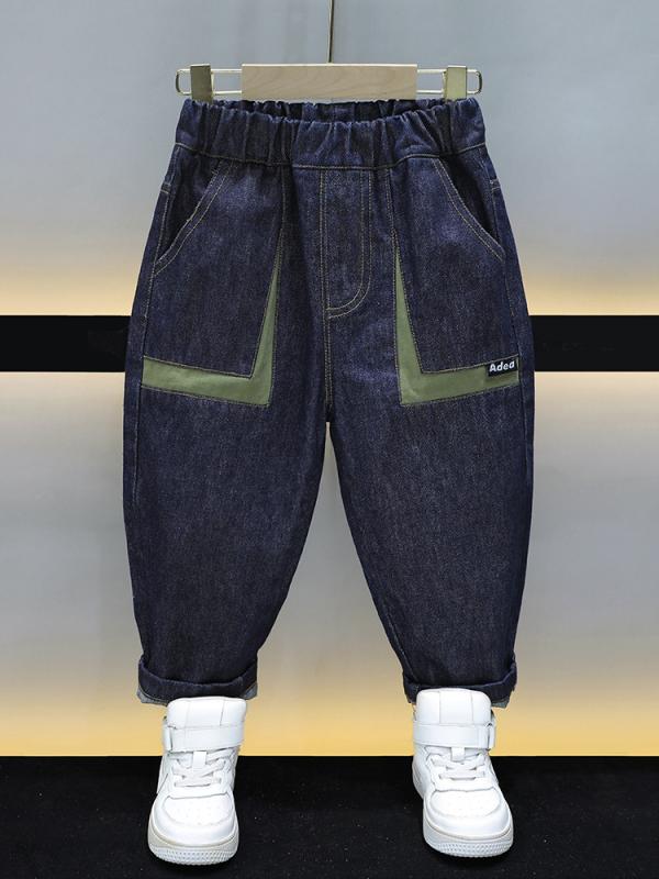 キッズ 男の子 デニムパンツ 春秋 ロングパンツ コットン 切り替え 普段着 通学着 ボーイズ 子供服 伸縮性 吸汗性 90cm 100cm 110cm 120cm 130cm 140cm 150cm