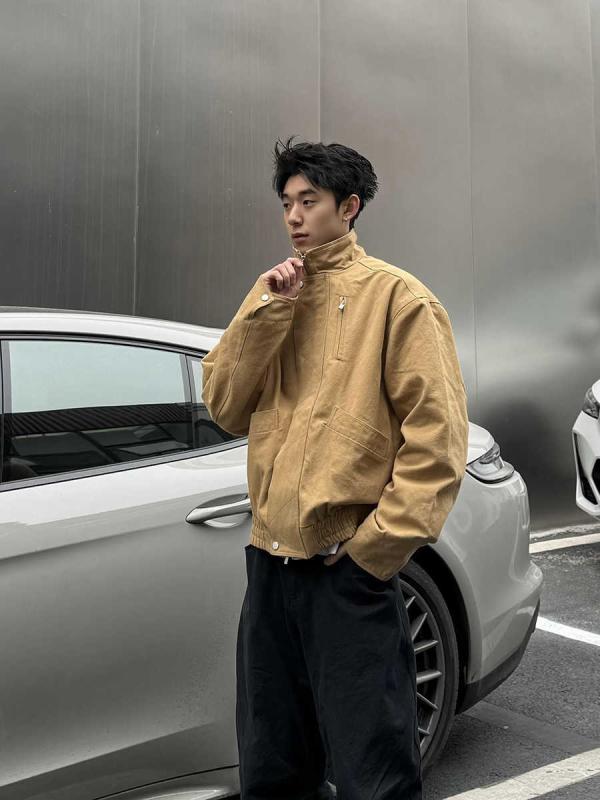 ジャケット 男性用 春秋 ボンバージャケット フライトジャケット ミリタリージャケット レトロ ショート丈 ゆったり ワークジャケット 黒 カーキ 綿 ポリエステル