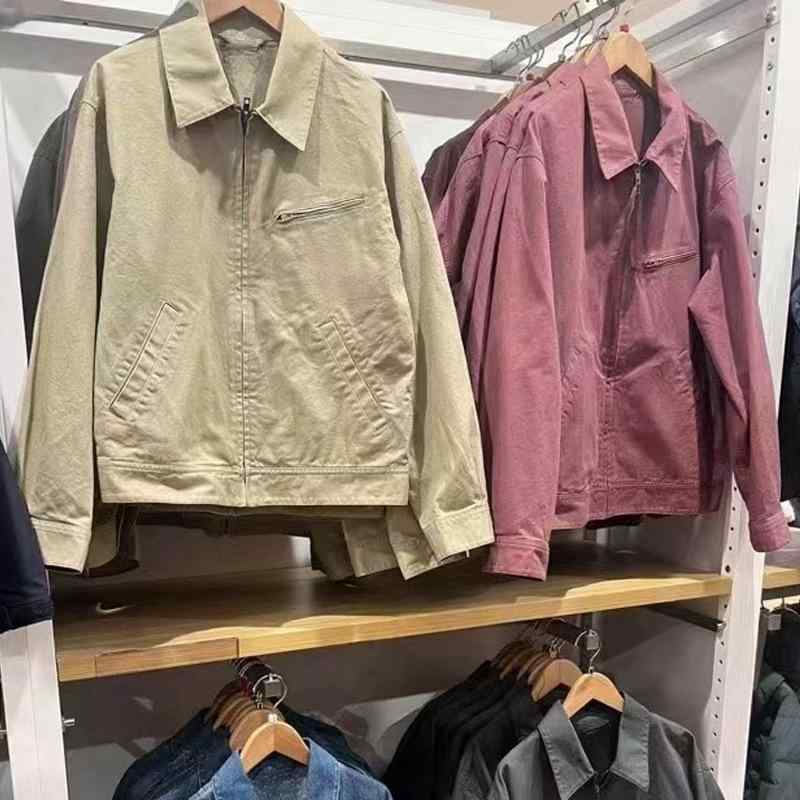 上衣 成人男性用 お上さん用 ライトアウター コール天 上衣 前掛け トップス 長袖 年月 薄っぺら 無地 心地よい スポーティー アウトドア 普段使い走り 深米色 うす暗い薄墨色 パープル
