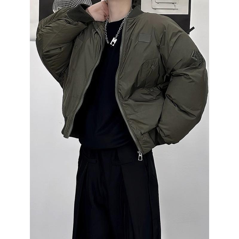 綿入りジャケット 男性用 ボンバージャケット ワークジャケット ミリタリージャケット ブルゾン スタンドカラー 厚手 防寒 秋冬 カーキ ブラック
