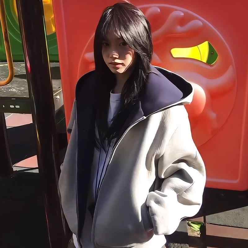 メンズ スウェット パーカー 春秋 ブルゾン 配色 切り替え ダブルジップ 防風 普段使い カジュアル スタイル 部屋着 韓国風 グレー ブラック