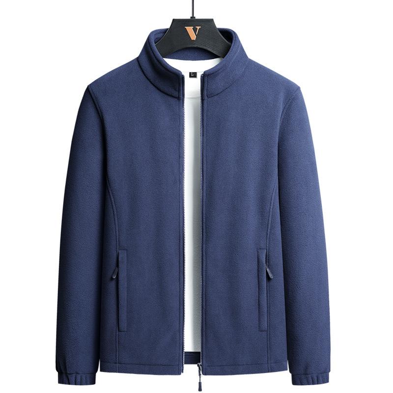 ジャケット 男性用 防寒 フリース スポーツウェア ブルゾン スタンドカラー 無地 グレー ブラック レッド ブルー M L XL 2XL 3XL 4XL 5XL 6XL