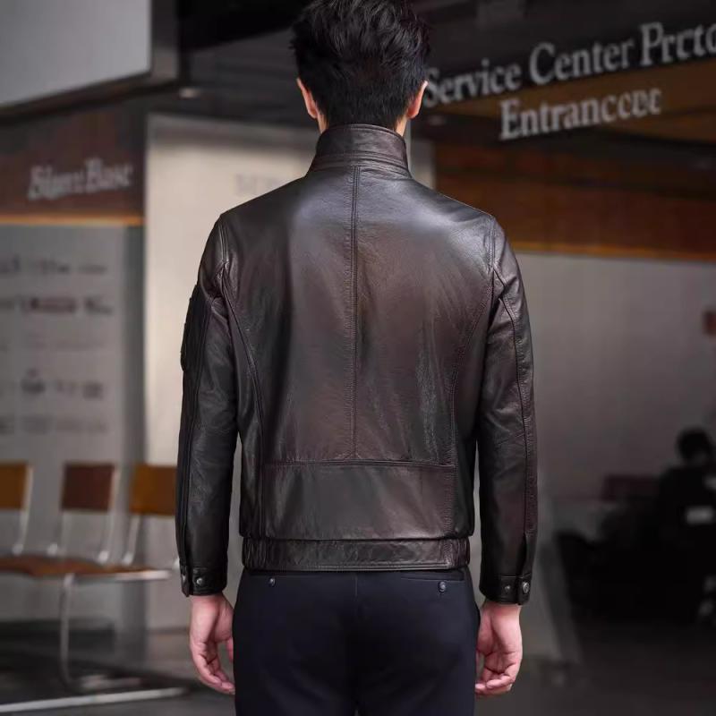 革ジャン メンズ 春秋 レザージャケット ブルゾン 本革 牛革 ライダースジャケット 男性用 アウター 襟付き 配色 M L XL 2XL 3XL 4XL 5XL