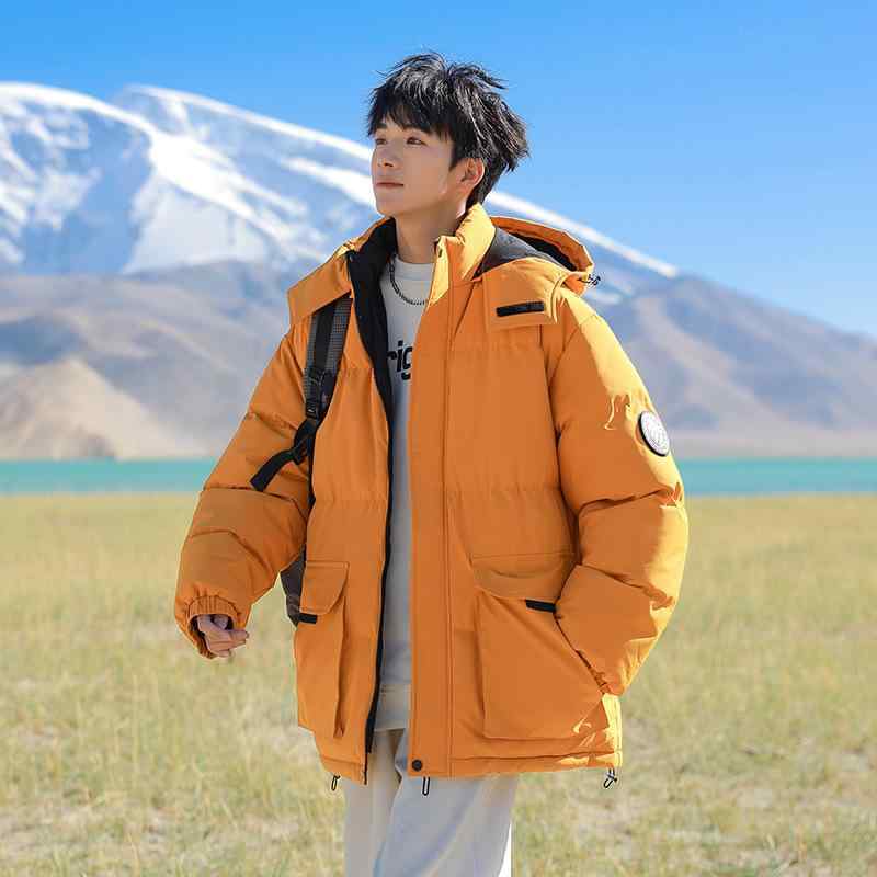 綿入りジャケット 男性用 防寒着 アウトドア 登山 フード付き 秋冬 裏起毛 撥水 防風 カーキ ブラック オフホワイト