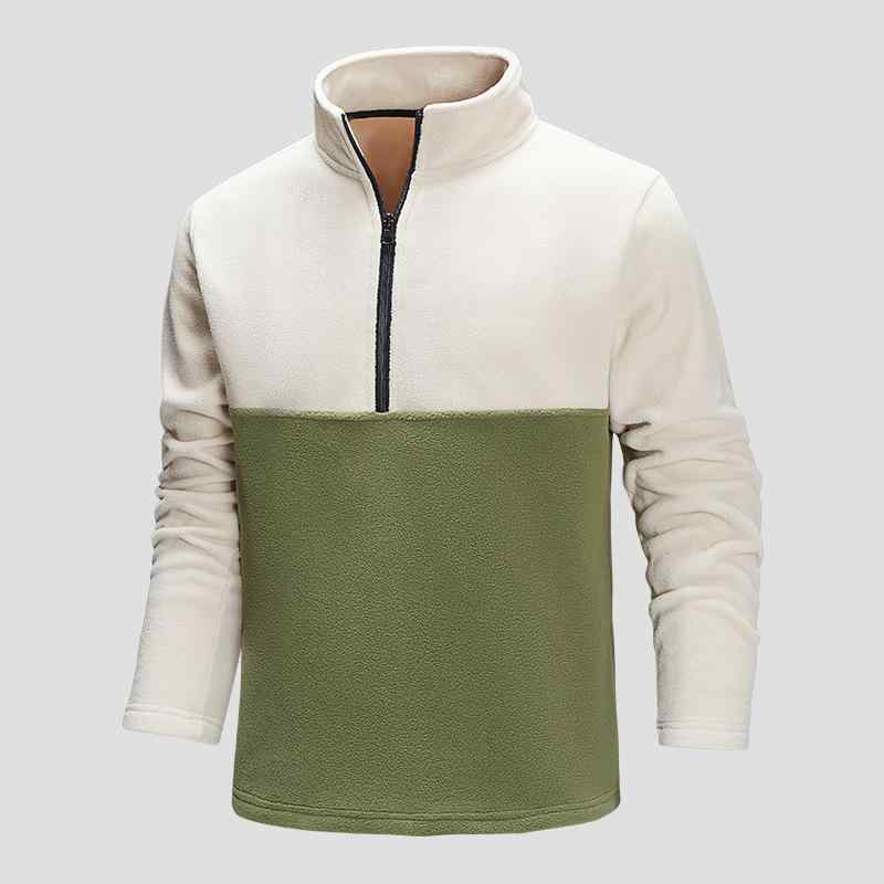 フリース メンズ 男性用 裏起毛 スウェット 両面フリース ジャケット スタンドカラー 杏グリーン 黄色 黒 赤 緑 グレー ブラック 秋冬