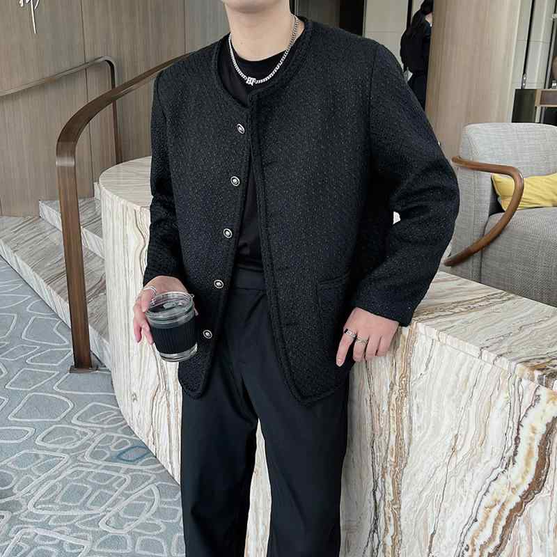 上衣 成人男性用 綿織物 ゆったり 黒いこと 無地 長袖 遊撃手丈 心地好い 秋冬