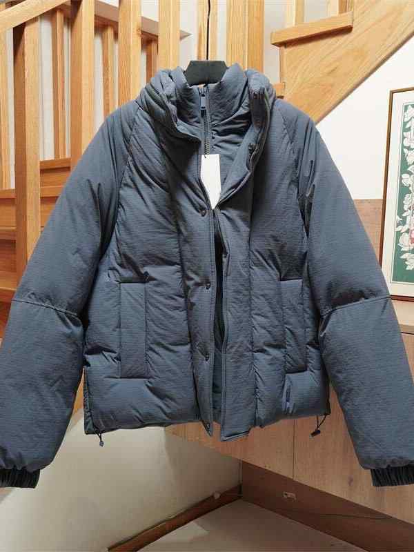 綿入りジャケット 男性用 中綿入り パッド入り 厚手 防寒 立襟 ショート丈 ブルゾン ジャンパー 普段使い アウトドア 霧青