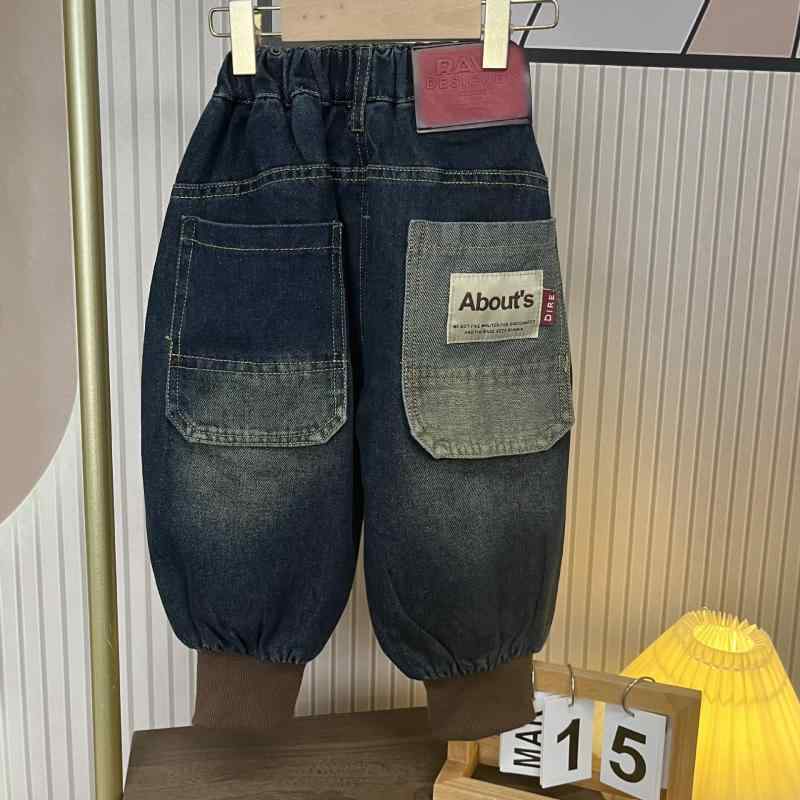 子供服 ジーンズ ボーイズ ガールズ デニムパンツ ジーパン ロングパンツ ゆったり かわいい ストリート カジュアル スポーティー 春秋 80 90 100 110 120 130 140