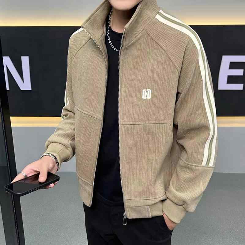 ジャケット メンズ ブルゾン 韓国風 ライトアウター 春秋 薄手 立ち襟 ポリエステル 羽織り 男性用 カジュアル ブラック カーキ｜イーマイショップ 7,788円
