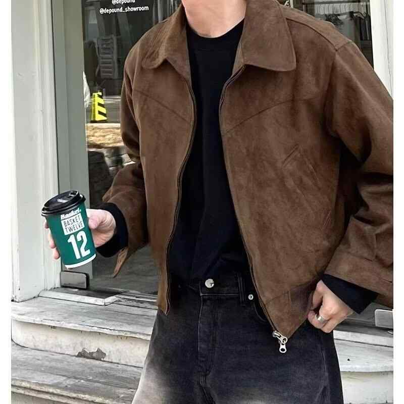ジャケット 男性用 秋冬 接触冷感 防風 撥水 ジップアップ ブルゾン ゆったり ブラウン ブラック