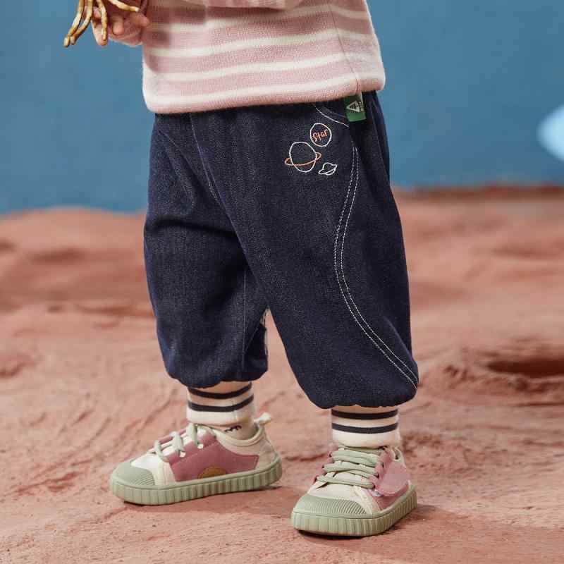 子供服 ガールズ ジーンズ 裏起毛 デニムパンツ ズボン 冬 幼児 女児 裾絞り ウエストゴム かわいい カトゥーン 80cm 90cm 100cm 110cm 120cm 130cm