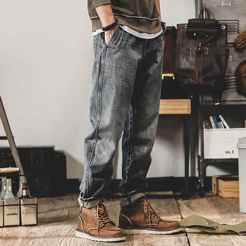ジーンズ 男性用 ストレート ワイドレッグ ウォッシュ加工 デニムパンツ ゆったりサイズ ジーパン ヴィンテージ風 ブルージーンズ 春秋