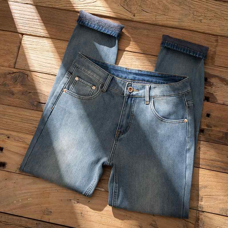 ジーンズ メンズ 男性用 スリム レギュラー ストレート デニムパンツ ジーパン 厚手 裏起毛 暖パン あったか 伸縮 秋冬 カジュアル 韓国ファッション