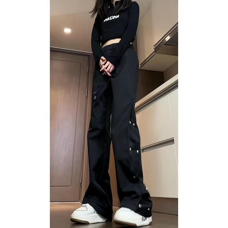 パンツ 男性用 高腰 ストレート ワークパンツ ブラック ベージュ 無地 カジュアルパンツ 秋冬 マイクロフレア メンズ