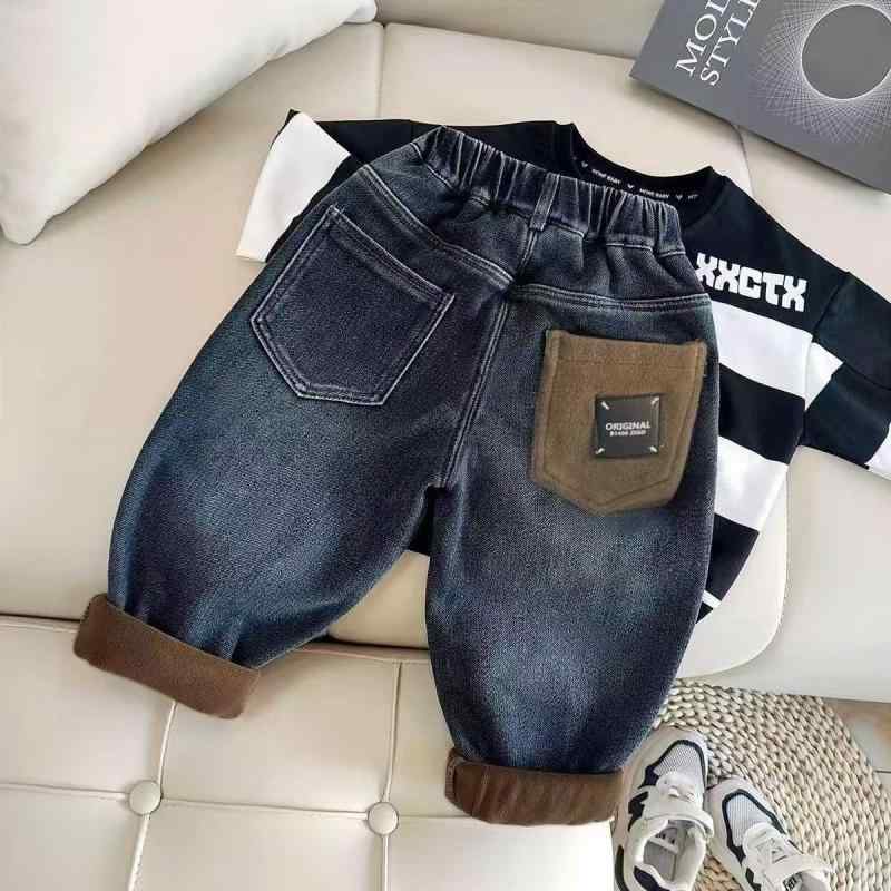 子供服 ジーンズ 男の子 裏起毛 デニムパンツ 秋冬 高腰 暖かい 90cm 100cm 110cm 120cm 130cm 幼児 園児 小学生 通園 普段着 防寒着 カートゥーン