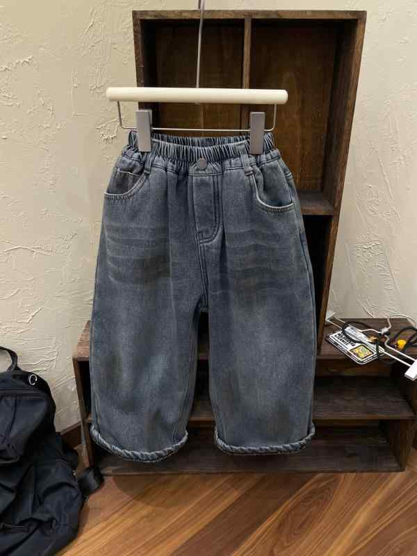 子供用 ジーンズ 裏起毛 ジーパン ロングパンツ 男の子 女の子 男女兼用 デニムパンツ ストレートパンツ 中厚手 普段着 韓国風 潮范 コットン100% 冬