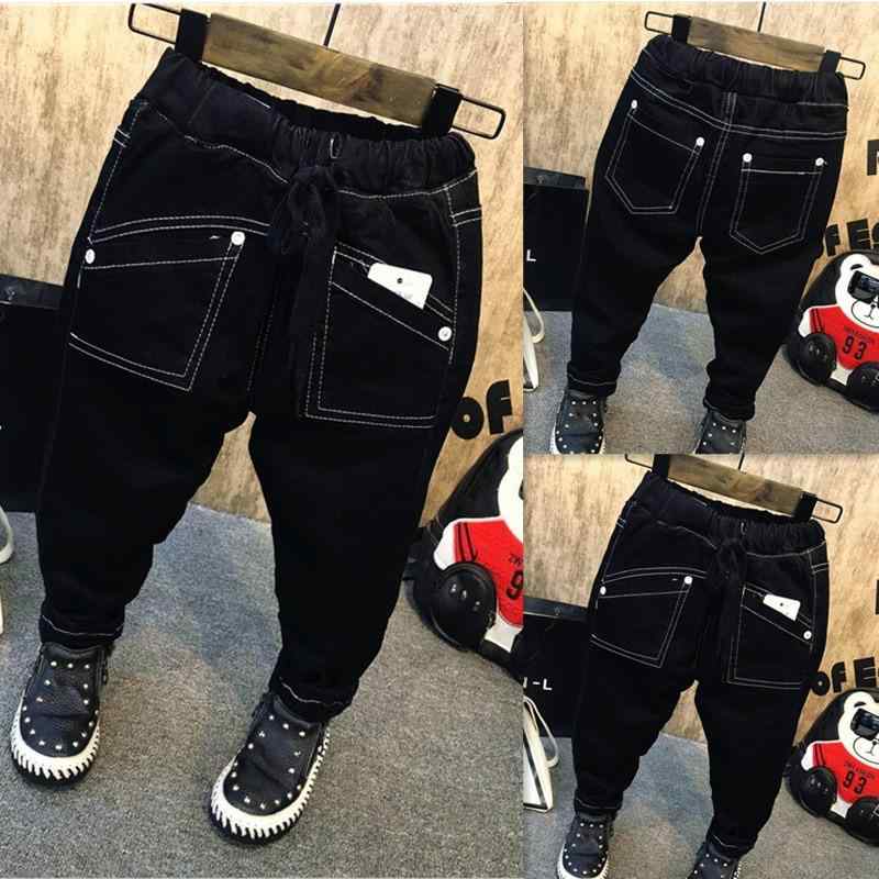 キッズ 男の子 デニムパンツ 裏起毛 秋冬 中小 子供 ズボン ロングパンツ 90 100 110 120 130 春秋 冬 春 秋 ブラック ブルー 普段使い