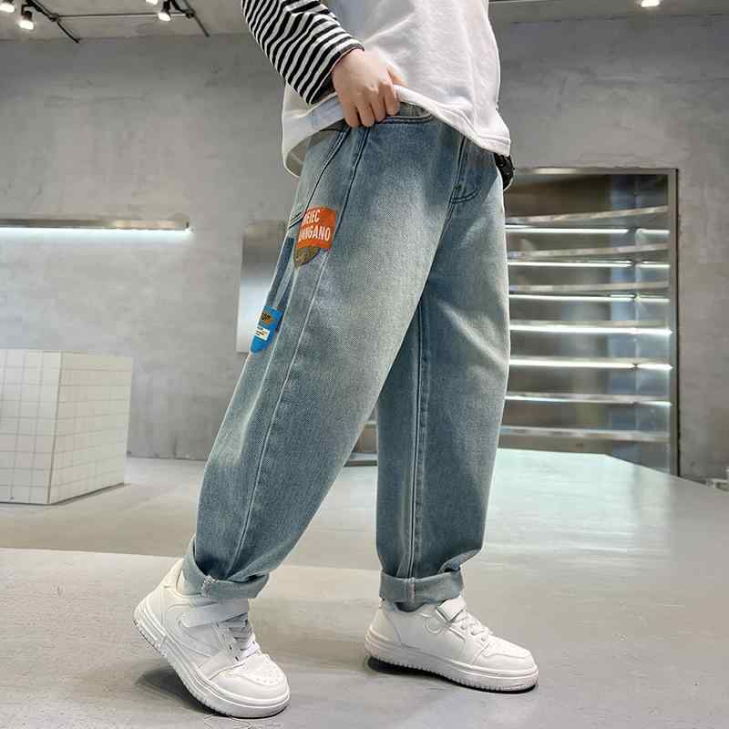 キッズ 男の子 デニムパンツ ロングパンツ 春秋 秋冬 厚手 接触冷感 伸縮性 ウエストゴム ブルー