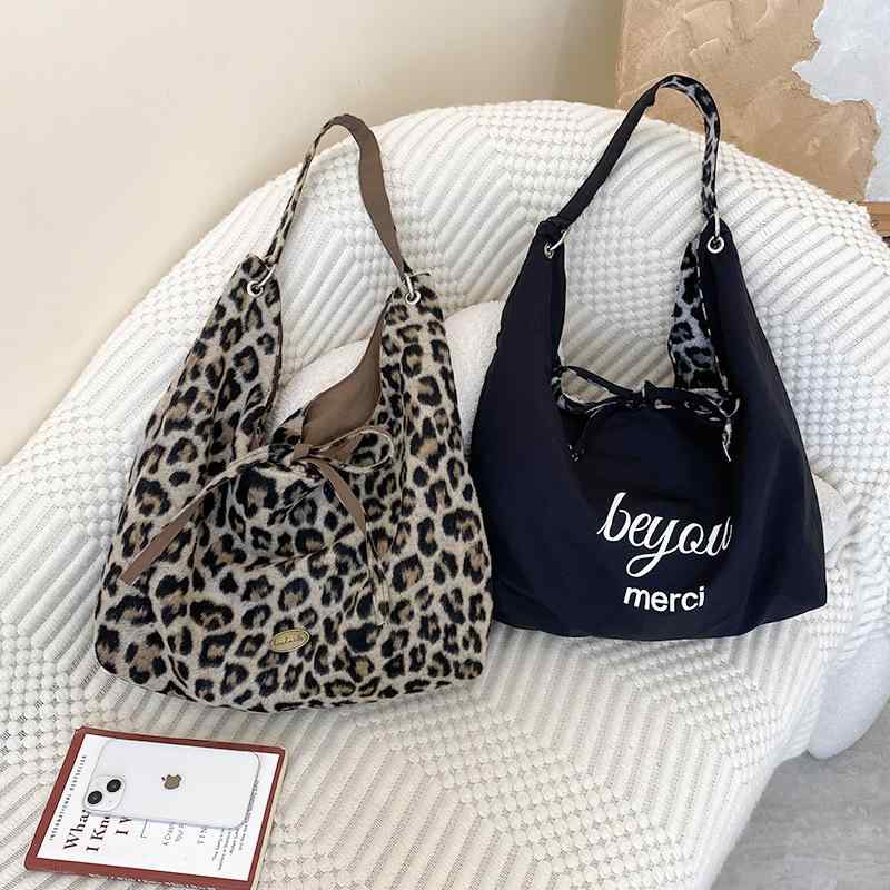 トートバッグ レディース ヒョウ柄 鞄 大容量 通勤 通学 普段使い キャンバス ポリエステル 秋冬