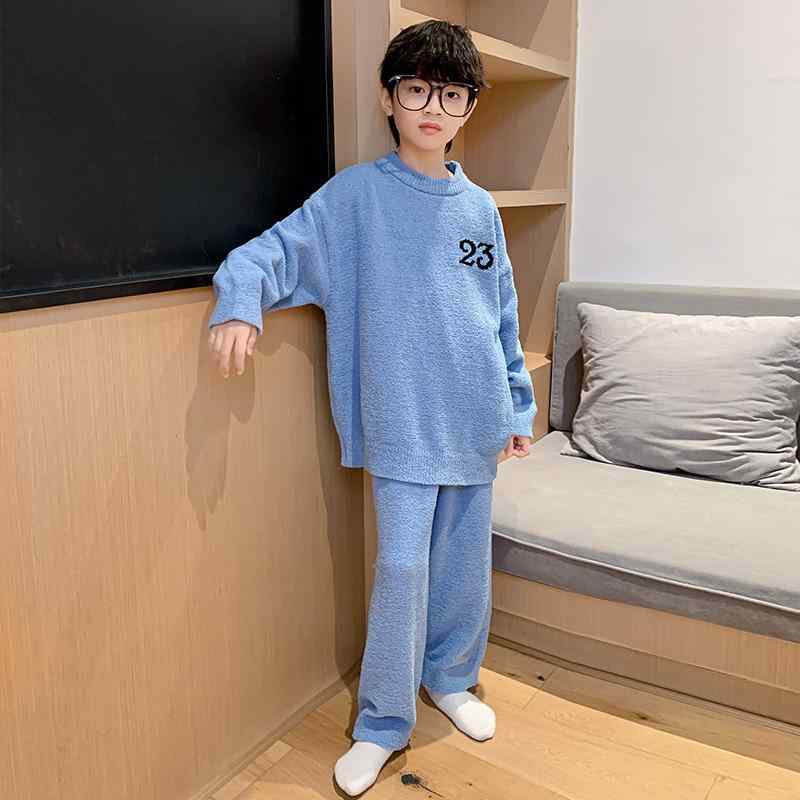 子供服 パジャマ 上下セット 秋冬用 男の子 厚手 フランネル 暖かい 長袖 ルームウェア 寝間着 ストライプ柄 120cm 130cm 140cm 150cm 160cm 170cm