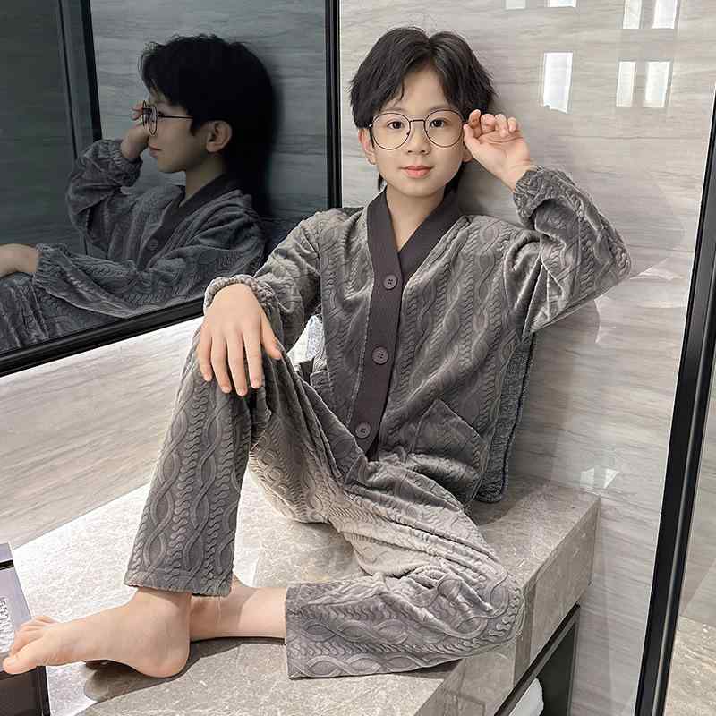 子供用パジャマ 長袖 上下セット 秋冬 厚手 海島綿 部屋着 男の子 140cm 150cm 160cm 170cm 普段使い リラックスウェア