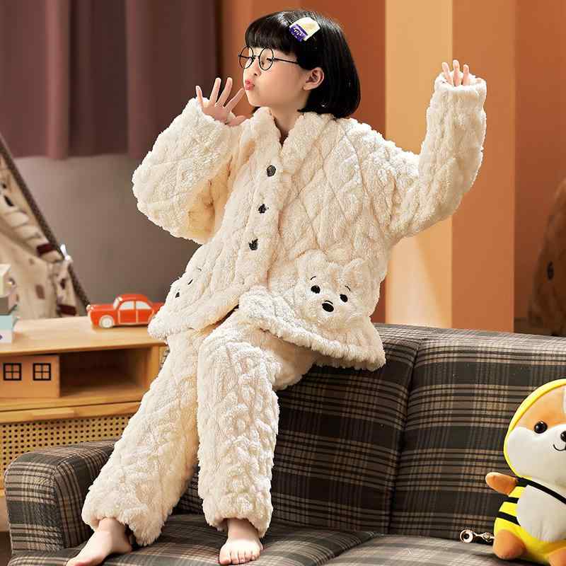 子供用パジャマ 秋冬 珊瑚? ふわふわ あったか 寝巻き 厚手 女の子 ルームウェア 上下セット 部屋着 かわいい 快適 保温 吸湿 通気