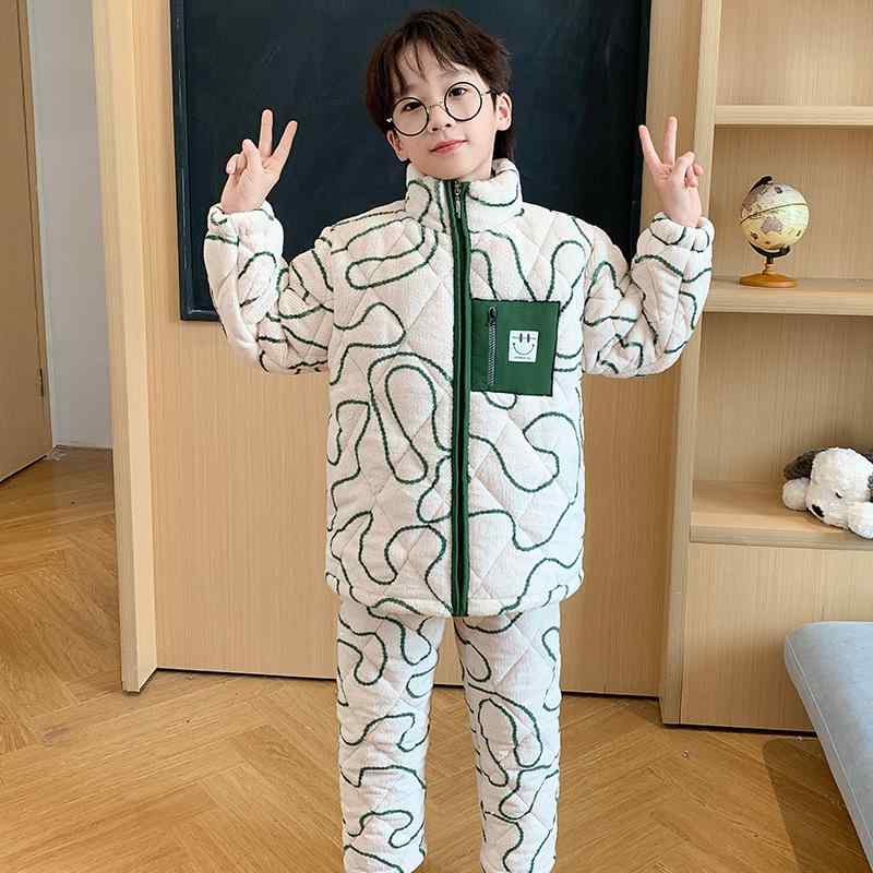 子供用パジャマ 男の子 中大童サイズ 裏起毛 あったか 上下セット かわいい 韓国風 ボーイズ ルームウェア 寝間着 秋冬