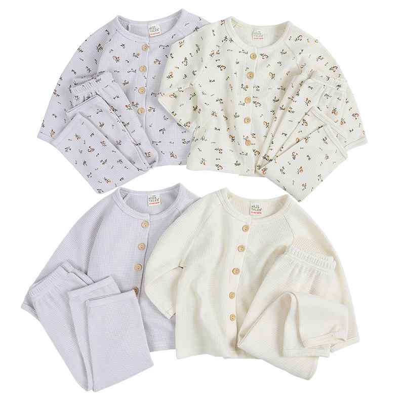 子供用パジャマ 上下セット ベビー 幼児 ルームウェア 綿100% チェック柄 花柄 ベージュ グレー 80 90 100 110 120 秋冬