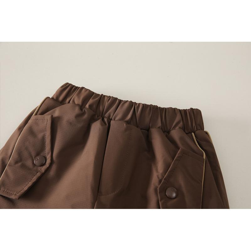 赤ちゃん用 落ちこむズボン下 お坊っちゃん 中小児 冬用 生あたたかい ロングズボン下 衣嚢付き添い人 高腰 合わせる紐 90％以上落ちこむ ポリエステル100％