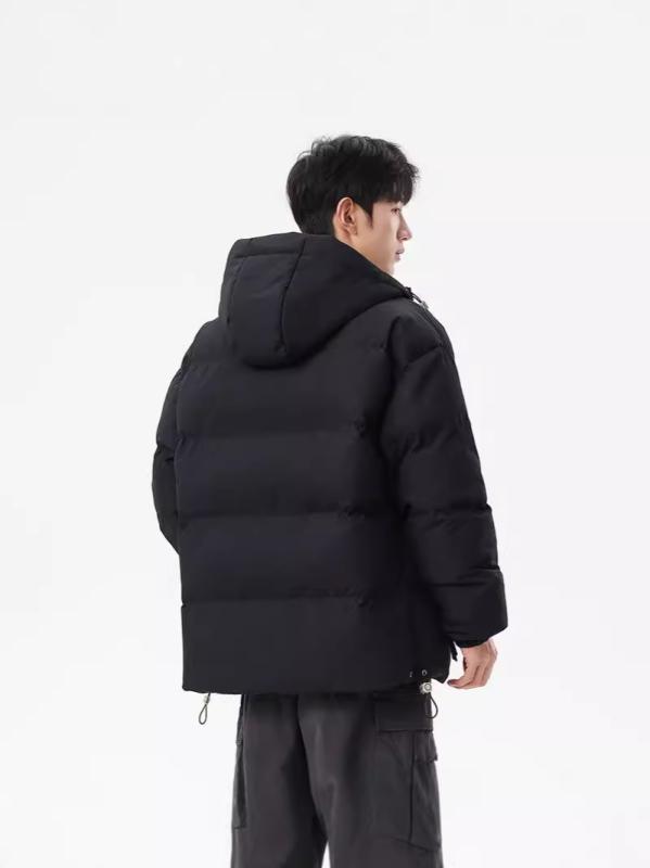 綿入りジャケット 男性用 中綿入り 連結フード付き ジャンパー ブルゾン アウター 暖かい 防寒着 ポリエステル 秋冬 ブラック系 ミリタリーグリーン