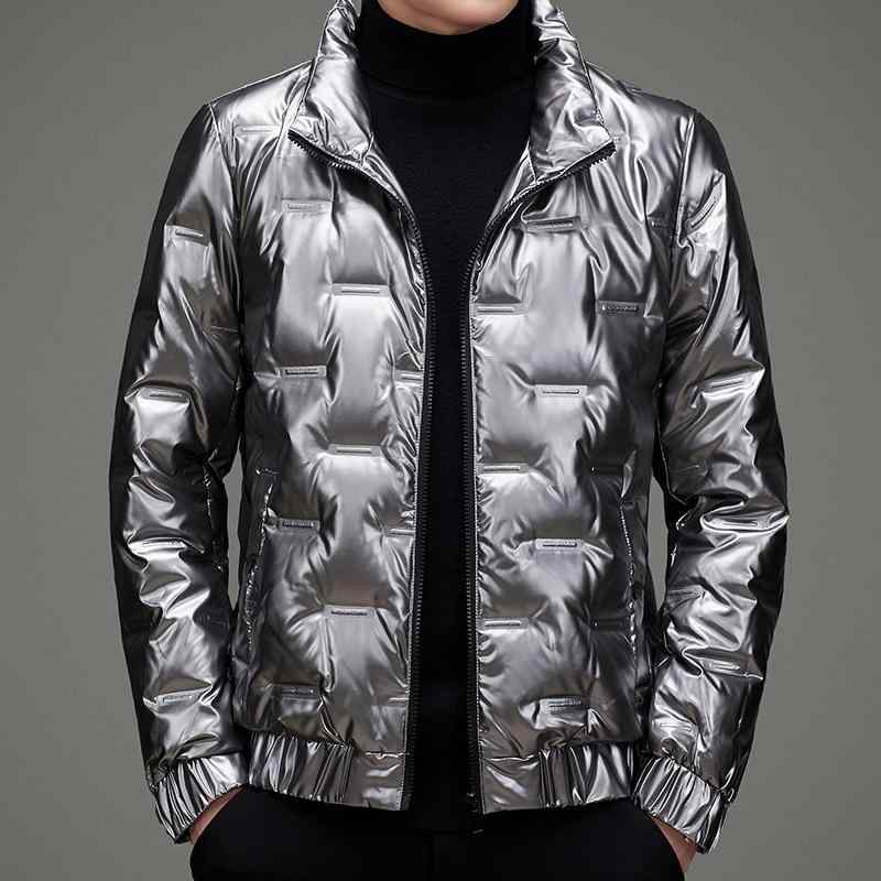 ダウンジャケット 男性用 ライトダウン 秋冬 ショート丈 立襟 撥水 防風 シルバー ブラック グレー M L XL 2XL 3XL 4XL 5XL