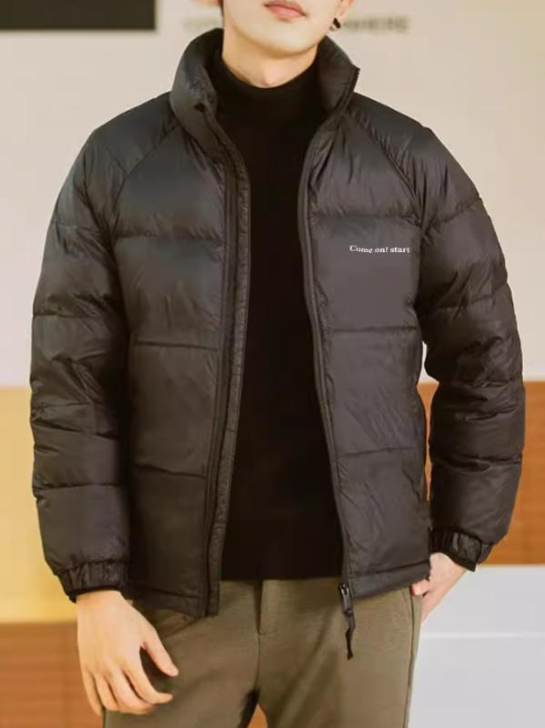 羽絨服 メンズ 成人男性用 冬 立襟 運動競技 防寒 生あたたかい 黒 黒いこと アウター