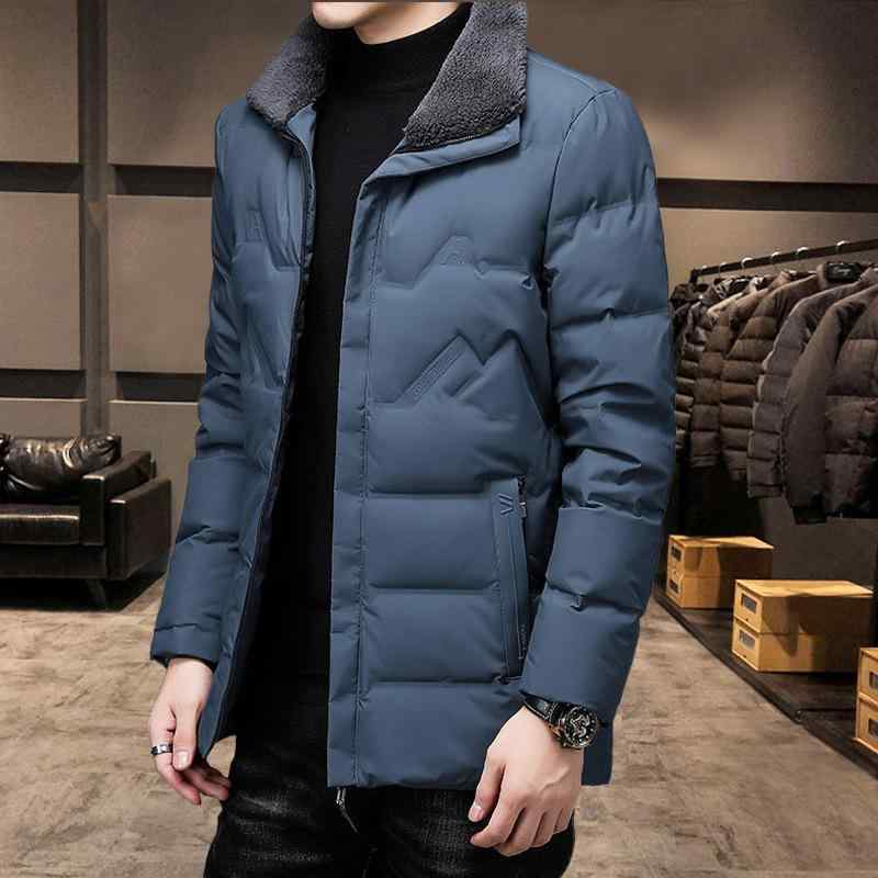 落ち込む上衣 成人男性用 中綿入り口・入口 襟付き添い人 フェイクファー襟 生あたたかい 軽さ 防寒 アウター 秋冬 黒いこと カーキ 青み