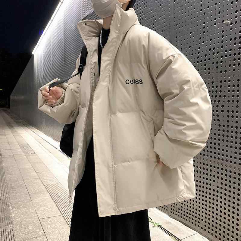 綿入り口・入口上衣 成人男性用 レギュラー丈 韓国風表現スタイル 中綿入り口・入口 上衣 ゆったり 朦々たる 食麺麭服 冬物 ポリエステル 青色 黒いこと ベージュ