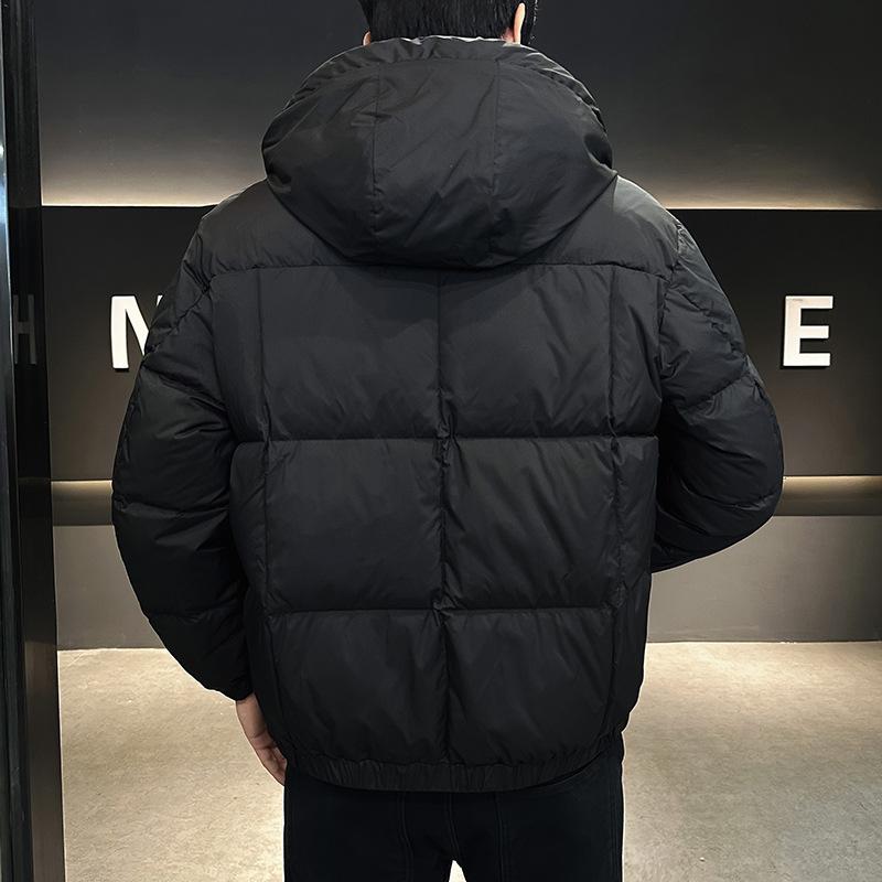 羽?服 メンズ 成人男性用 防風 撥水 防寒 ボンネット付き添い人 アウター 前掛け 上衣 冬 薄墨色 黒いこと ポリエステル 軽さ コート・ジャケット-メンズファッション