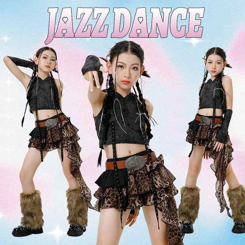 ちびっ子 ズージャー社交ダンス 御召しもの ヒョウ柄 スコート セットアップ 告げ知らせる会 一こま上演服 お嬢さん キッズ 社交ダンス御召しもの コール天 ティーシャツ トップス付き添い人