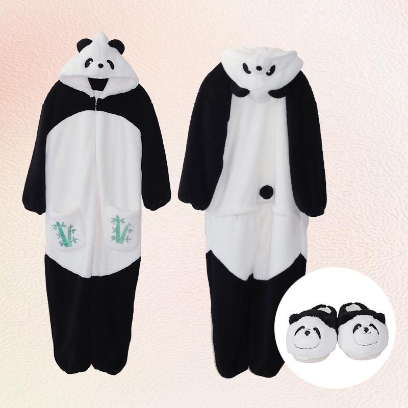 パジャマ レディース メンズ 子供用 熊猫 パンダ ルームウェア 上下セット ぬいぐるみ フリース かわいい 秋冬 厚手 暖かい 長袖 長ズボン