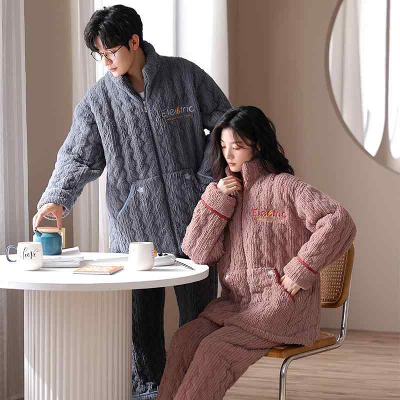 パジャマ レディース メンズ 秋冬 朦々たる 生あたたかい 綿ネル 上下仕掛ける お部屋お召しもの 寝巻き 長袖 長ズボン お部屋着 愛くるしげ 襟付き添い人 前食い違い ポリエステル 夫婦関係 好一対