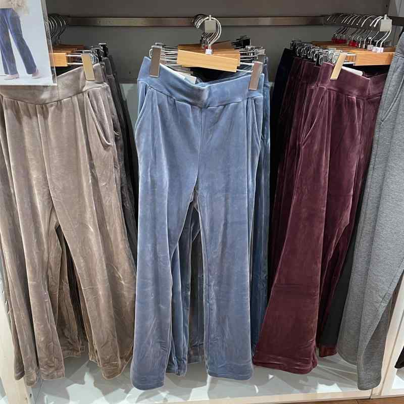 パンツ レディース 高弾力 ベロア ベルベット イージーパンツ 秋冬 ストレート ズボン シェニール 普段使い 部屋着 ブラウン ネイビー ワインレッド 4,994円
