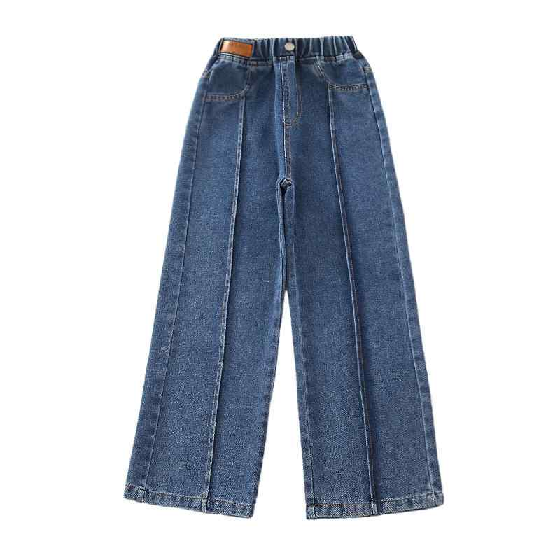 子供服 デニムパンツ ガールズ 秋冬 裏起毛 ワイドレッグパンツ 中 детская одежда ミドルウエスト ロングパンツ 女児 普段着 通学着 伸縮性 120cm 130cm 140cm 150cm 160cm 170cm