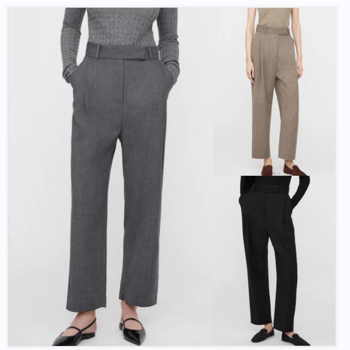 パンツ レディース 細番手ウール 高腰 センタープレス ゆったり ストレート スラックス ズボン ボトムス 通勤 オフィス カジュアル きれいめ 上品 ブラック 黒 グレー ブラウン 茶色