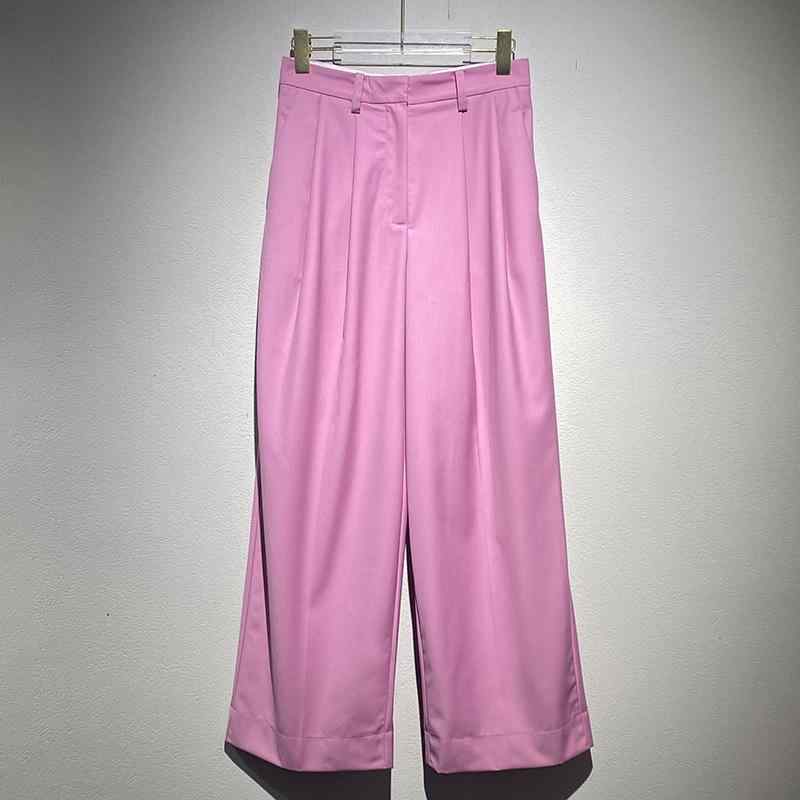 パンツ レディース 春夏 ピンク 普段使い 通勤用 伸縮性 ストレート 薄手 カジュアルパンツ ワイドパンツ