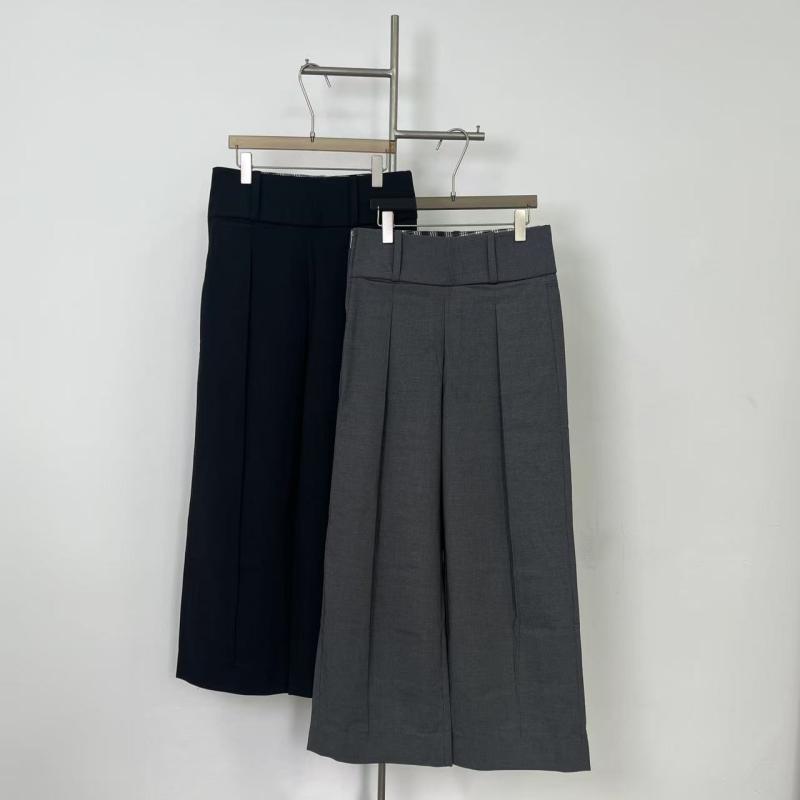 パンツ レディース 高品質ウール混紡 ストレート テーパード ?腿 キュロット ワイドレッグ 美脚 スタイルアップ 伸縮性 通気性 無地 シンプル ベーシック オフィスカジュアル 普段使い グレー ブラック