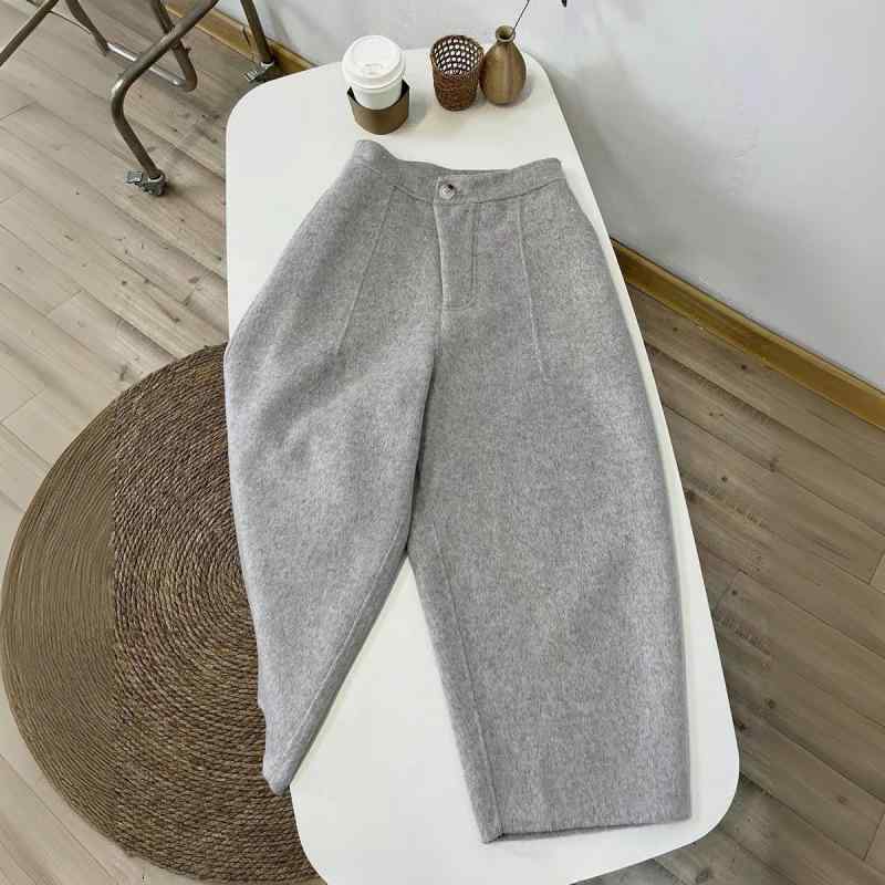 パンツ レディース 秋冬 ウール ワイドレッグパンツ 九分丈 高腰 ハーレムパンツ ストレートパンツ ニンジンパンツ ゆったり 厚手 あったか 通勤 オフィス カジュアル きれいめ ミディアムグレー ブラック M L XL 2XL 3XL 6,735円