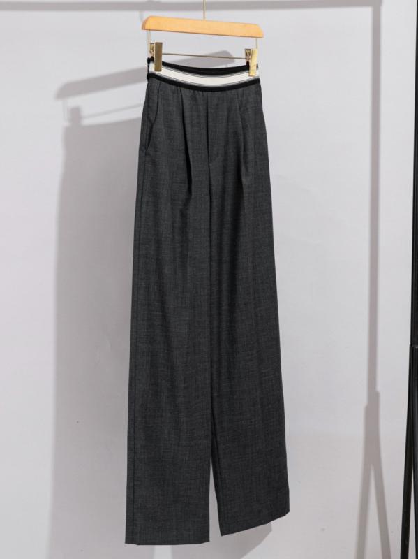 パンツ レディース 羊毛パンツ ストレートパンツ ワイドレッグパンツ ウール混紡 伸縮性ウエスト ゆったり カジュアルパンツ 美脚効果 リラックスパンツ グレー｜イーマイショップ 15,965円