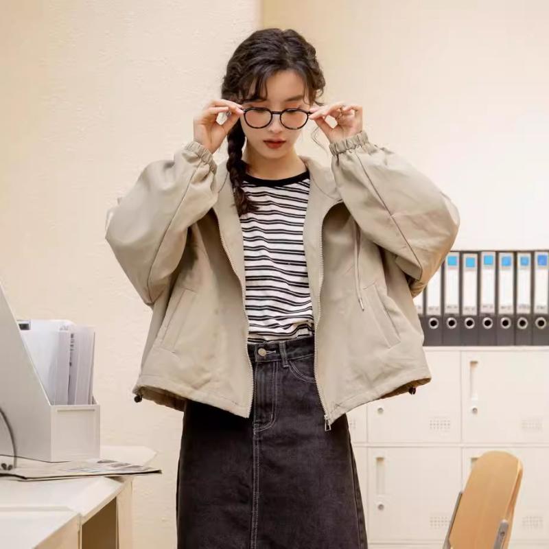 上衣 レディース 韓国風 心地好い パーカー ライトアウター 上衣 前掛け 遊撃手丈 落っこちる肩先 ゆったり 無地 秋冬