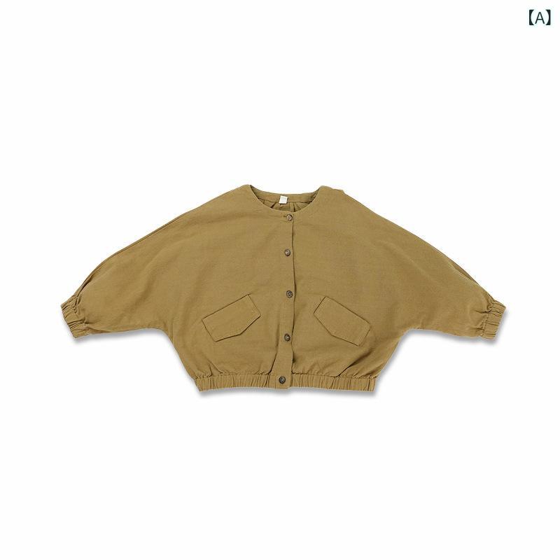 キッズ ジャケット 子供服 男女兼用 コットンリネン カーディガン 無地 ラウンドネック 長袖 アウター 羽織り 80cm 90cm 100cm 110cm 120cm 130cm 春秋