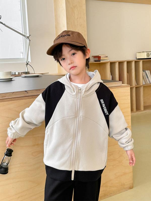 子供用ジャケット 男の子 フード付き アウター 春秋 中学生 高学年 ボーイズ トップス 長袖 綿混紡 黒 ブラック グレー カーキ