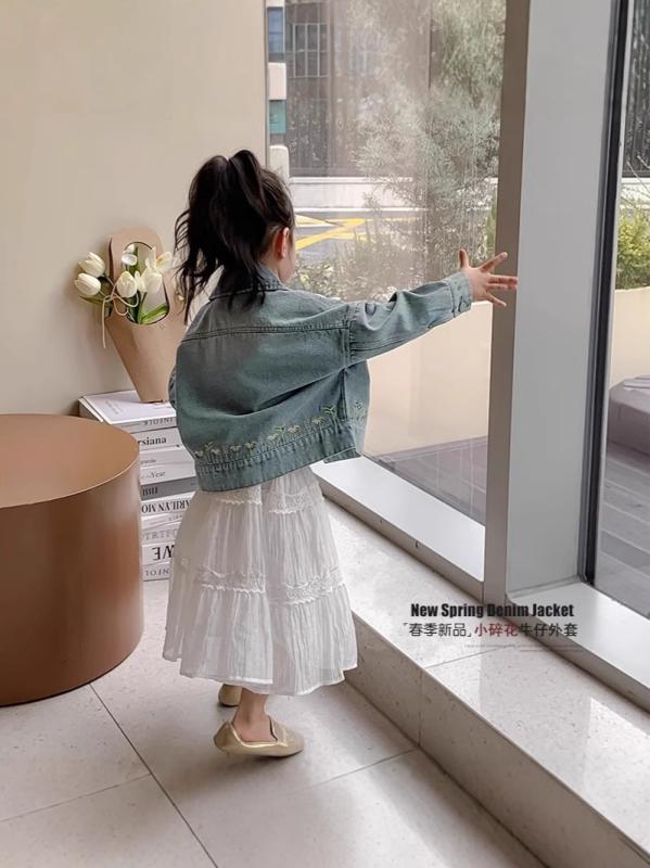 子供服 ジャケット 女の子 デニムジャケット 春秋 ブルゾン ショート丈 Gジャン 花柄 かわいい おしゃれ 普段着 アウター